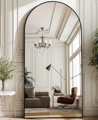 GLSLAND-34x76 inch Wall Mount Arched Full Length Mirror-Aluminum Alloy Frame High Definition-Full Body Mirror for Bedroom or Living Room,Black