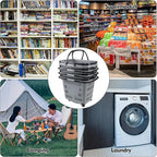 Kekow 50 L Large Plastic Shopping Basket with Wheels, 4 Pack Plastic Rolling Shopping Basket with Wheels and Handle, Gray