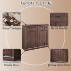 Double Tilt Out Laundry Hamper Cabinet, 20 Gallon Farmhouse Trash Can Cabinet with Drawer, Hidden Wood Garbage Can Bin Cabinet with Laundry Storage Basket for Bathroom, Kitchen, Brown