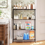 4-Tier Storage Shelves 35.4" L x 13.3" W x 53.7" H Metal Garage Shelves Standing Storage Shelf Adjustable Layer Racks with Steel Frame Suitable for Kitchen, Garage or Commercial Use (Black)