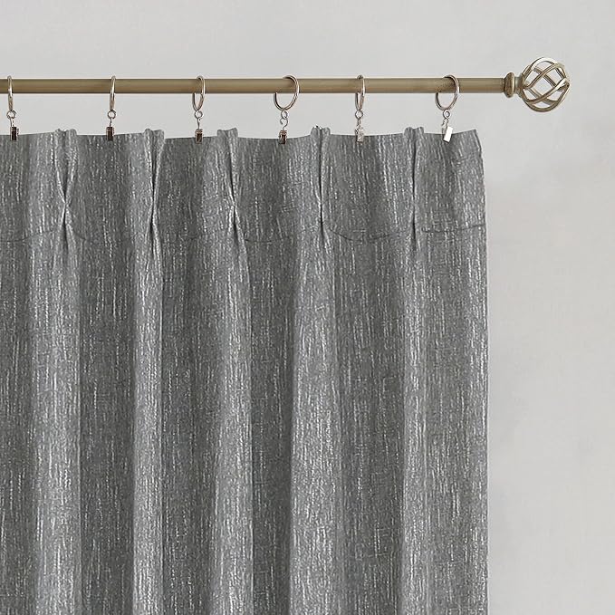 Vision Home Charcoal Grey Pinch Pleated Full Blackout Curtains Room Darkening Window Curtains 84 inch for Living Room Bedroom Thermal Insulated Pinch Pleat Drapes with Hooks Back Tab 2 Panel 40"Wx84"L