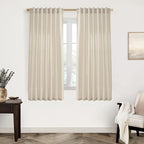 XTMYI 63 Inches Long Beige Country Curtains for Living Room,Sheer Linen Curtains for Bedroom
