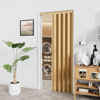 24"-36" x 80" Accordion Doors Interior - Vinyl PVC Bifold Accordion Closet Doors, Includes Door & Mounting Hardware, Handle, Temporary Folding Door for Doorway Pantry Laundry, Oak