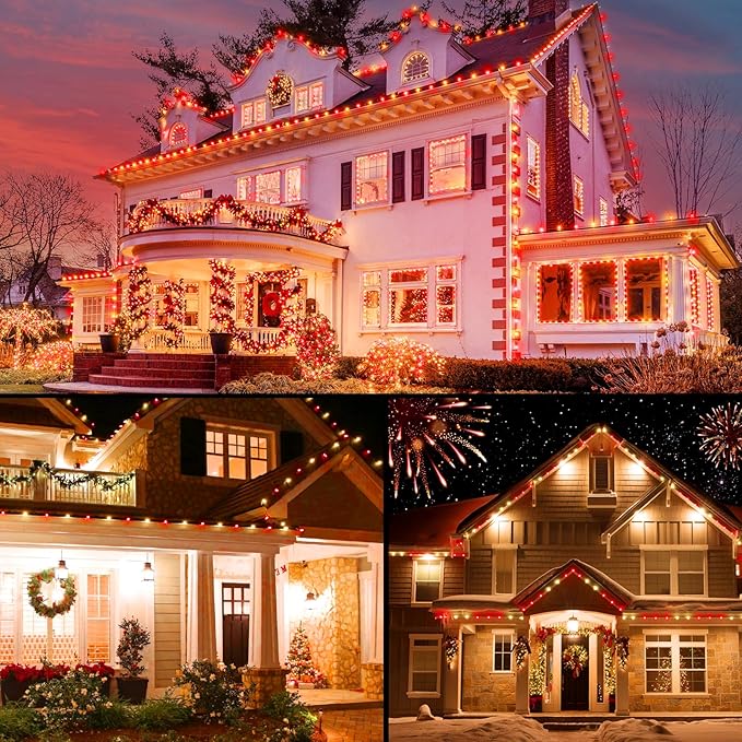 Brightown C9 Christmas String Lights, Red and Warm White Commercia Outdoor Christmas Lights with 150 Strawberry C9 LED Bulbs, Waterproof Extendable UL Certified for Party Holiday Indoor Xmas Decor