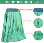 Lallisa 10 Pcs Commercial Mop Head Replacement Tube Microfiber Mop Heads for Floor Cleaning Industrial Mop Heads Looped End Wet Mop Head Refill for Home Commercial Industrial Use (Green,18 oz)