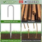 VVOKGO Rebar-Stakes-12-Inch J Hook Galvanized Tent Stakes Heavy Duty, 4-Pack Ground Chain Link Fence Anchors with Chisel Point End for Gazebo Bounce House, Camping Tents, Outdoor Inflatable Decoration