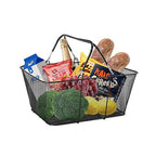12Pcs Black Metal Shopping Basket, Durable Plastic Metal Handles Large Capacity Multifunctional Plastic Basket Portable with Stackable Shopping Baskets for Supermarket Bookstore Laundry Rooms Store