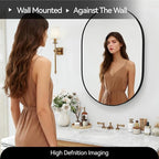 36x24 Mirror Runway Oval Wall Mounted Aluminum Alloy Metal Frame Rectangle Mirrors for Entryway Bedroom Bathroom Living Room 36 24 inch Black
