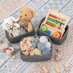 CubesLand Mixed Black Baskets Bins for Organizing,Small Woven Storage Baskets for Shelves,Cute Closet Cube Bins Set 3,Baby Nursery Cube Organizer Toys Basket Bin,Home Decor Organization Bins