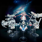 Y-Wing Microfighter Display Stand -4-Pack No-Assembly, Transparent Riser with 2x2 Brick Connection, Upgraded Wide Base, Compatible with LEGO Star-Wars N-1 Starfighter Microfighter 75363,75344
