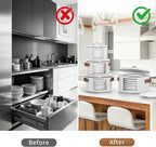 4 Piece China Storage Containers, Dish Storage Containers with Clear Windows, Hard Shell Plate Organizer with Handles, Stackable Stemware Storage Cases, Moving Boxes for Dishes, Plates, Light Gray