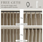Dark Flax Linen Curtains 120 Inches Long for Living Room Bedroom Pinch Pleated Back Tab Privacy Curtains 120 Inch Length 2 Panels Light Filtering Greige Tan Brown Farmhouse Drapes 10 FT