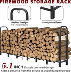 8FT Firewood Rack with Waterproof Cover,Heavy Duty Firewood Storage Log Holder for Outdoor&Indoor,Fireplace Wood Rack with 600D Oxford Fabric