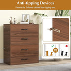 POWERSTONE 2 Drawers Storage Cabinets, Wooden Dresser Organizer, Under Desk Storage for Living Room, Bedroom, Home Office, Walnut