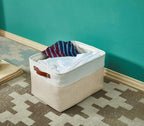 DECOMOMO Storage Baskets for Shelves - Fabric Storage Bins, Linen Closet Organizers and Storage (Mixed Neutral, Large - 3 Pack)