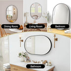 36x24 Mirror Runway Oval Wall Mounted Aluminum Alloy Metal Frame Rectangle Mirrors for Entryway Bedroom Bathroom Living Room 36 24 inch Black