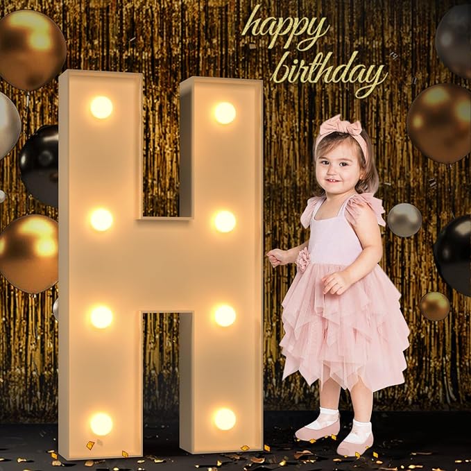 Marquee Letters 3 Feet Tall, 3FT Large Light up Letters H, Big Sign H with Warm White Light for Birthday HOCO Wedding Proposal Engagement Graduation Party Backdrop Decorations