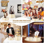 Buffet Risers, 11.8in Large Foldable Display Stand Food Risers for Buffet Table, Dessert Table Display Set with Mini Signs, White Cardboard Cylinder Display Stands Risers for Cake Jewelry Figure Party