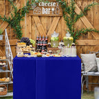 HolidayIdeas 2 Pack Square Fitted Table Covers - 34 x 34 Inch -Card Table Clothes Washable Tablecloth Protectors for Parties, Holiday Dinner, Trade Show, Vendor Stand, Royal Blue
