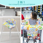 Shopping Cart Cover for Baby,2-in-1 High Chair Cover with Portable Cloth Bag,Cart Seat Pad for Babies Grocery Cushion Cover Restaurant,Suitable for All Supermarkets