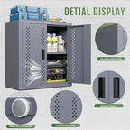 Metal Garage Cabinet, Storage Cabinets, Floating Garage Tool Cabinet with 2 Doors and Adjustable Storage Shelves, Heavy-Duty Tool Organizer for Warehouse, Basement, Kitchen