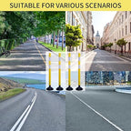 8 Pack Traffic Delineator Posts – High Visibility Reflective Safety Cones with Spring Base for Roadway, Parking, Garage, Construction Zones (Yellow, 36 Inch)