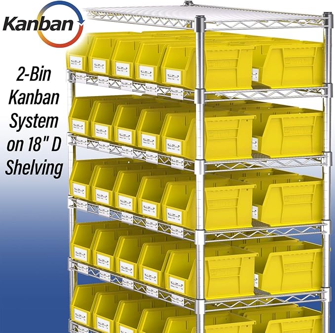 Akro-Mils 30237 AkroBins Plastic Storage Bins, Space-Saving Stackable Bins for Garage, Pantry, Craft Organization, 9-" x 6-" x 5-", Yellow, 12-Pack