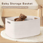60L Small Baby Girls Laundry Basket for Nursery Storage,Cute Woven cotton Rope Baskets for Kids Toy，Gifts,Boho Square Wicker Blanket hamper for Living Room,Bedroom Dirty Clothes, White