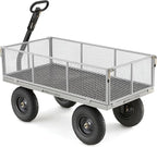 Gorilla Carts Steel Utility Cart, 7 Cu Ft Bed, 1000 lb Load Capacity, Gray – Towable Heavy-Duty Outdoor Hauling Wagon with Removable Side Panels for Yard, Lawn, Garden or Landscaping