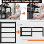 REIBII Garage Shelving Heavy Duty 2500LBS Storage Shelves 40" W Garage Shelves Heavy Duty Shelving Metal Shelves for Warehouse, Basement, Pantry, 40" W x 17.7" D x 72.2" H, 2Pack