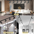 Ultra-Bright Black H Type Track Lighting Kit 4000K Natural White, 12 Heads 20W 2400lm with 13.1 FT Track Rails, Dimmable Plug in LED Track Lights Modern Indoor Spotlight Fixture