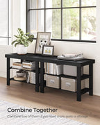 SONGMICS Shoe Rack Bench, 3-Tier Bamboo Shoe Storage Organizer, Entryway Bench, Holds Up to 286 lb, 11.3 x 27.6 x 17.8 Inches, for Entryway Bathroom Bedroom, Ink Black ULBS04H