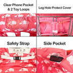 2-in-1 Shopping Cart and High Chair Cover for Baby, Padded Cover, Fold'n Roll Style, Portable with Carry Bag (Pink Elephant)