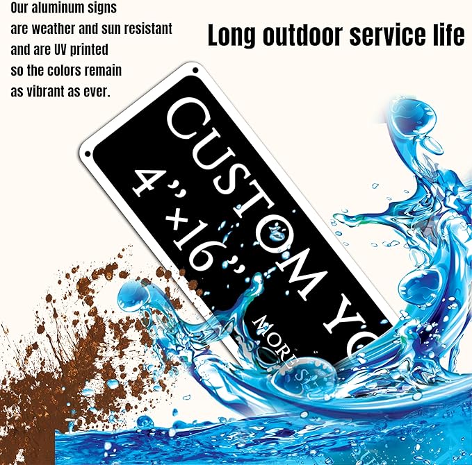 Custom Sign,street signs customized，Aluminum Weatherproof Metal Sign Multiple Sizes,Reflective， Customize for school, Business, Workplace, office, Home, Delivery Signs(4 * 16 Inch)