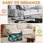 Plum Blossom Storage Bin with Handles, Basket Storage Organizer for Shelves, Closet, Nursery, Book, Laundry Hamper & Home Decor