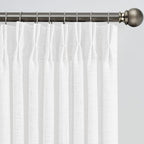 White Linen Pinch Pleated Semi Sheer Curtains 2 Panels 45 Inches Long, Back Tab with Hooks, Window Treatment Curtains for Bedroom Cabin 42 Inch Wide
