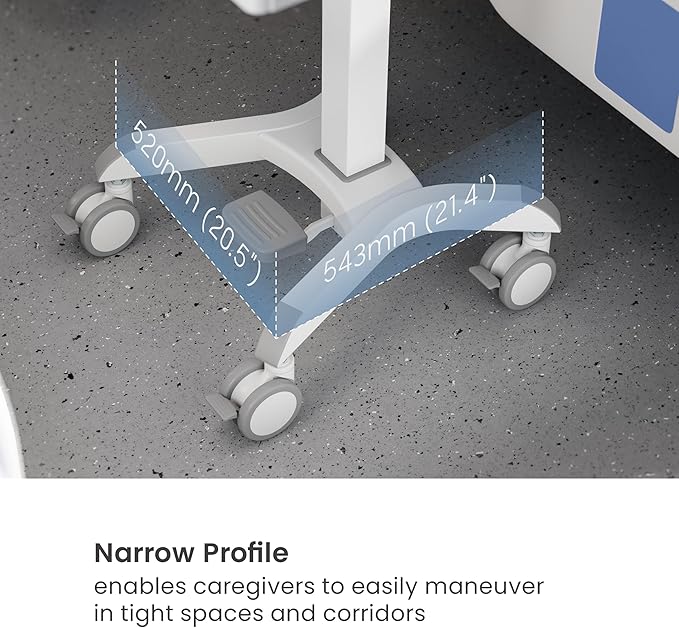 Mount Plus MB-C12 Mobile Height Adjustable Medical Workstation Cart with Retractable Keyboard, Mouse Tray, Large Tabletop (19.7" x19.3), Swivel Locking Casters for Hospitals, Dental and Clinic