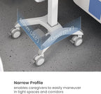 Mount Plus MB-C12 Mobile Height Adjustable Medical Workstation Cart with Retractable Keyboard, Mouse Tray, Large Tabletop (19.7" x19.3), Swivel Locking Casters for Hospitals, Dental and Clinic