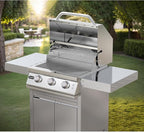 Stainless Steel Grill Cart for Hygrill 3-Burner Built-In Gas Grill, Outdoor Kitchen Island with Foldable Side Shelves and Storage Cabinet