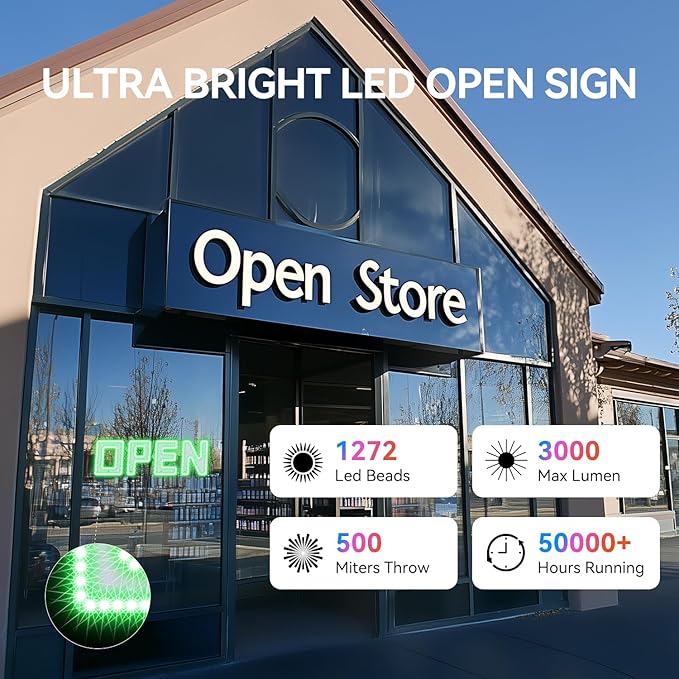 25" X 8" Open Sign, Ultra Bright Large LED Open Signs for Business with APP and Remote Control, Timer, Custom 16 million colors, for Storefronts, Restaurants, Bars, Salons, Cafes