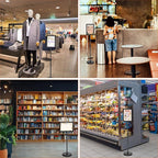 6 Pack Adjustable Sign Stand Holder 8.5'' x 11" Heavy Duty Floor Standing Sign with Base and Snap Open Frame Pedestal Stand for Indoor Outdoor Display Vertical Horizontal View(Square Corner)
