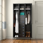 Aobabo Metal Storage Locker for empolyees, 10 Doors Metal Lockers with Hooks, for School, Home Office, Garage, Assembly Required, Black