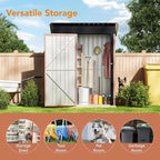 5X3X6.1FT Garden Storage Shed with Lockable Door,Steel Tool Shed with Sloping Roof,Anti-Corrosion Metal Shed for Backyard Patio Lawn (Light Wood Grain)