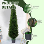 6ft Artificial Plants Outdoor & Indoor Fake Trees Set of 2, Large Tall Cypress Tree UV Resistant Artificial Cedar Pine for Front Door Porch Faux Plants, Realistic Topiary Arborvitae Home Decor