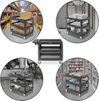 Dryser Utility Cart with Wheels, 46" x 25" Heavy Duty 550 lb. Capacity with Shelves - 3 Tier Rolling Cart with Two 5" Swivel Casters for Warehouse, Garage, Cleaning