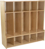 5-Section Coat Locker with Bench & Cubby Storage for Kids – Birch Plywood Perfect for Daycare, Preschool, and Kindergarten