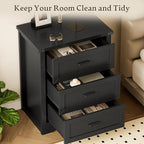3-Drawer Dresser for Bedroom, Small Wooden Chest of Drawers with Metal Handles, Narrow Storage Cabinet with Anti-Tipping Design, Sturdy Dresser Organizer for Closet, Living Room, Entryway