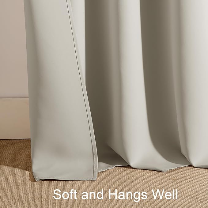 PONY DANCE Cream Blackout Curtains 63 inch Long for Bedroom, Ivory Rod Pocket Thermal Insulated Room Darkening Living Room Drapes Privacy Protection Window Curtain for Nursery, 42 x 63 inch, 2 Panels