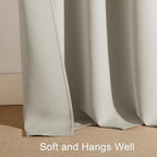 PONY DANCE Short Black Out Curtains 48 inch Long for Small Window, Rod Pocket Privacy Bathroom Draperies,Thermal Insulated Lighting Blocking Drapes for Basement(2 Panels Set,Cream, W42 x L48 inches)