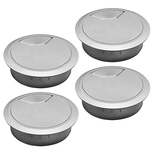 Desk Grommet 2" (50 mm), Desk Cord Hole Cover, Cable Grommet ABS Plastic, Desk Hole Grommet for Office and Home Table Cable, Detachable Adjustable Cable Cord Organizer (Silvery4 Pcs)